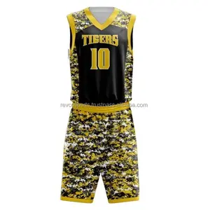 Custom Sublimation Black Camouflaged Basketball Uniforms Men Sports Training Basketball Uniform Set Complete Kit Basket Ball