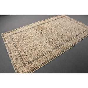 Vintage Turkish Rug 5.1x8.9 ft (154x270 cm), <b>Brown</b> <b>Wool</b> Rug - Product Image 3