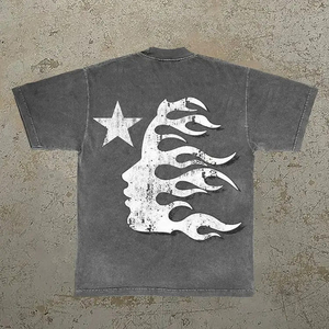 เสื้อยืดผู้ชายโอเวอร์ไซส์ผ้าฝ้ายพิมพ์ลายหัวกะโหลกผ้าคอตตอน100% แนวสตรีทแวร์แนววินเทจผลิตตามสั่ง - Product Image 6