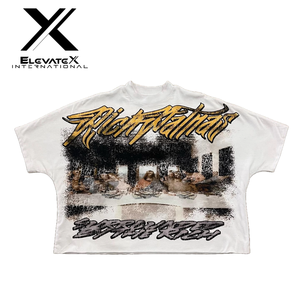 Haute qualité Premium bouffée imprimé hommes T-Shirt séchage rapide sans couture Boxy Fit surdimensionné goutte épaule recadrée Style Hip Hop - Product Image 1