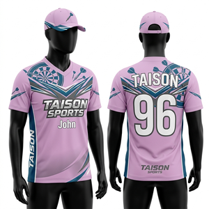Maillot de darts pour hommes 180 GSM en polyester interlock violet et noir avec panneaux géométriques, impression par sublimation, logo personnalisé, édition tenue d'équipe - Product Image 2