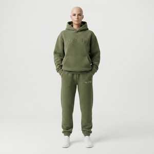 <b>Womens</b> Olive Green Hoodie Tracksuit Set <b>Fleece</b> Pullover <b>Jogger</b> Pants Casual Matching Activewear Loungewear Outfit Modern - Product Image 4