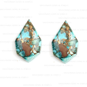 คุณภาพสูงคริสโซโคลลาทองแดงธรรมชาติ10X17มม. ทรงแฟนซีหลังแบนปรับเทียบอัญมณีสีเขียวหลวมสำหรับทำเครื่องประดับโดยตรง - Product Image 6