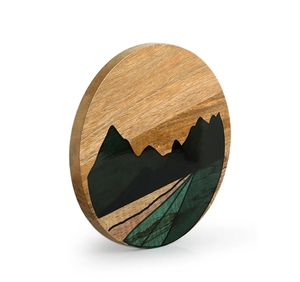 Placa de pared decorativa para retiro de montaña, madera de mango colgante, decoración de pared de madera hecha a mano, diseño redondo artístico para granja - Product Image 6