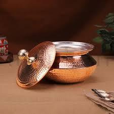 Juego de cobre Punjabi Handi hecho a mano de 20cm de diámetro, tradición india bellamente elaborada para su hogar - Product Image 2