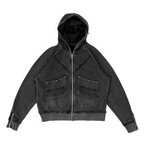 Chaqueta de algodón de alta calidad personalizada para niño joven, chaqueta vaquera con capucha y cremallera lavada con ácido Vintage, chaqueta de tamaño libre de diseño de moda - Product Image 1