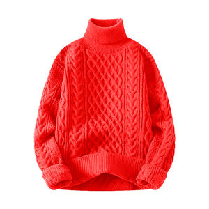 Pull à col roulé en tricot épais pour homme, chemise ample pour l'automne/hiver, 100% coton, anti-rétrécissement, confortable et élégant - Product Image 4
