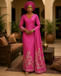 Emerald Green Luxury Beaded George <b>Fabric</b> with Silver Embroidery Border & Matching Blouse for Bridal Wear - Product Image 3