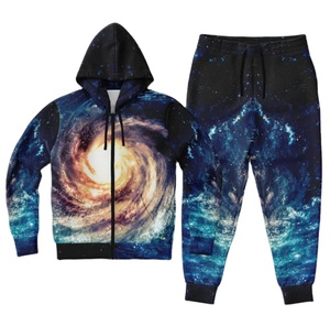 Ensemble de survêtement sportif pour homme et femme, imprimé en 3D, avec capuche, motif galaxie, sublimation, logo personnalisé - Product Image 1