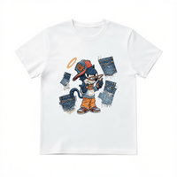 Camiseta Unisex de Jersey 100% Algodón, 210 g/m², Estilo Casual, Estampado Personalizado, Corte Holgado (Talla 2XL), Diseño con Personajes