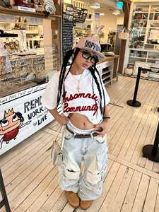 100% coton Boxy T-Shirts pour femmes écologique Streetwear Style été T-Shirts personnalisable Logo broderie impression faite - Product Image 3