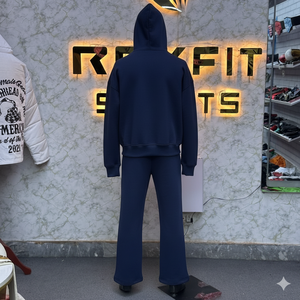 Ensemble de survêtement streetwear pour homme Rexfit Sports, sweat à capuche zippé et pantalon de jogging brodé, effet usé - Product Image 5