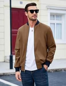 Chaqueta de bombardero con cremallera informal ligera para hombre con cuello levantado cortavientos para primavera otoño Golf abrigo de invierno bolsillos con logotipo delantero - Product Image 4