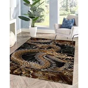 Alfombra Estampada con Diseño de Dragón: Alfombra con Patrón de Dragón, Alfombra Japonesa, Alfombra Moderna, Alfombra Suave con Pelo Largo - Product Image 5