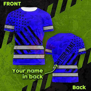 แฟลชเกียร์แอนซี่คลาส1 EN ISO 20471คลาส1กันน้ำเสื้อครอปท็อปลายพรางพิมพ์ซับลิเมชันเพื่อความปลอดภัยเสื้อยืดสะท้อนแสง - Product Image 4