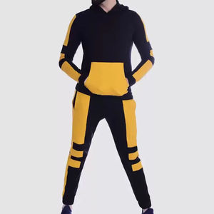 Ensemble de jogging à capuche deux pièces décontracté, mode et logo personnalisé Survêtements de jogging en coton uni pour hommes - Product Image 1