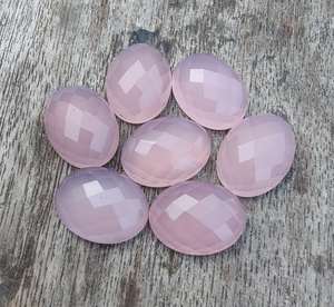 Piedras preciosas sueltas de cuarzo rosa natural de calidad AAA +, forma ovalada, corte a cuadros, Parte posterior plana, calibrado, disponible en todos los tamaños, venta al por mayor - Product Image 5