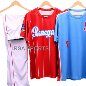 Ensemble de maillot et de pantalon de baseball personnalisé respirant de haute qualité imprimé par sublimation avec col en V 120g pour unisexe 100% polyester - Product Image 1