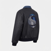 Blouson universitaire personnalisé en laine pour homme, tricoté, respirant, coupe-vent, grandes tailles, noir, avec logos brodés, en satin polaire et boutons