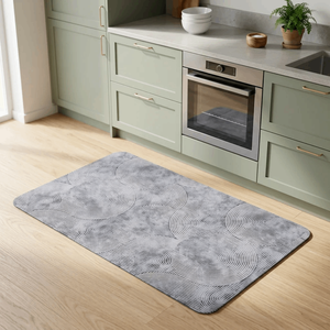 Tapis de sol rectangulaire industriel fin DarianA Loft en polyester antidérapant avec envers en caoutchouc, imprimé abstrait, décoratif et facile d'entretien - Product Image 4