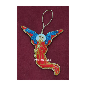 Handmade Golden Zari Work Christmas Hanging <b>Ornament</b> Decorations Beaded Embroidered Work Handcrafted Christmas Decorative Pieces - Product Image 1