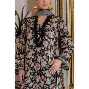 ชุดสูทผ้าลอนพิมพ์ลาย 3 ชิ้นสำหรับผู้หญิง พร้อมขอบกางเกงปักลาย รุ่น CL-52517 - Product Image 3