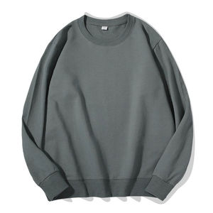 Sudadera de Cuello Redondo Extra Grande para Hombre, Color Sólido, Tejido de Algodón, Informal, para Otoño, Corte Regular - Product Image 3