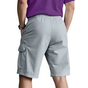 Mens <b>Lightweight</b> Woven <b>Cargo</b> Bermuda <b>Shorts</b> Elastic Drawstring Waist Multiple Pocket Casual Outdoor Summer Hiking <b>Shorts</b> - Product Image 2
