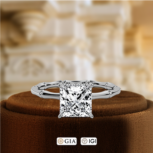 แหวนแต่งงานเพชรเพาะเลี้ยงทรงเจ้าหญิง 1 กะรัต รับรองโดย IGI แหวนทอง 14K แท้ ของขวัญสำหรับเธอ - Product Image 3