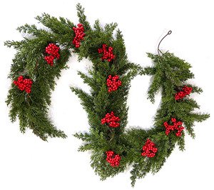赤いベリーとプラスチック人工クリスマスガーランドクリスマス装飾用品新しいデザイン卸売サプライヤー - Product Image 1