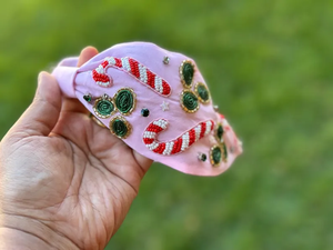 Diadema de bastón de caramelo, diadema de nudo hecho a mano de Navidad, diadema de cuentas anchas, diadema para niños y adultos, diadema de cuentas de semillas - Product Image 2