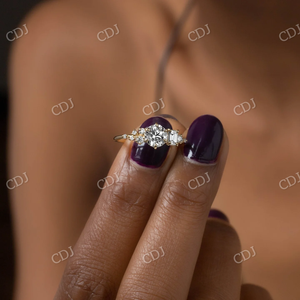 แหวนเพชรโมอิสสำหรับผู้หญิงประดับอัญมณีสีทอง - Product Image 6