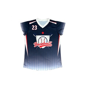 Personalizado nuevo diseño transpirable béisbol cuello en V Jersey al por mayor de alta calidad sublimación Softball señoras Jersey - Product Image 1