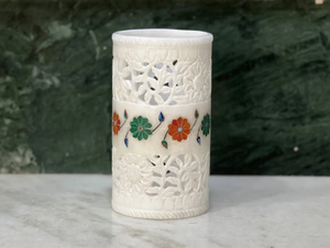 Lámpara de Noche Multiusos de Alabastro Natural con Incrustaciones, Florero de Mármol Tallado a Mano, Lámpara Decorativa de Mármol - Product Image 3