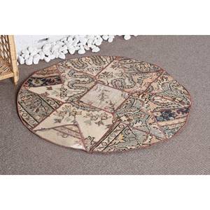 Tapis en laine Beige classique 3.3ft X 3.3ft Patchwork Design fait à la main Rectangle couloir motif pour salon chambre chevet peluche Latex - Product Image 2