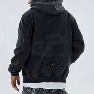 Sweats à capuche épais pour hommes, tissu épais, sweats à capuche délavés pour streetwear, hiver et usage quotidien - Product Image 5