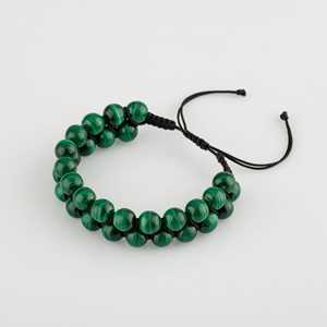 Pulsera de Macramé de Doble Hilera con Piedras Naturales de Malaquita de 8mm - Product Image 2