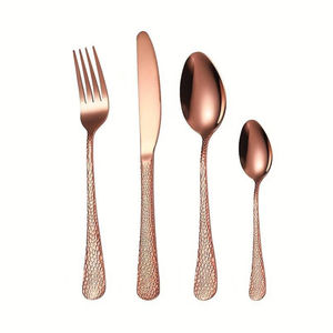 Elegante juego de cubiertos de acero inoxidable Nuevo diseño Cubiertos dorados Cuchara Tenedor Cuchillo para bodas y cenas occidentales-Venta al por mayor - Product Image 3