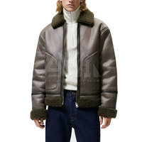 Veste d'extérieur décontractée pour homme en cuir de vachette personnalisée, doublure en mélange de laine, col montant, logo frontal, écologique et respirante pour l'hiver