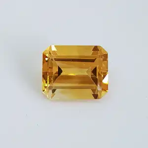 High Quality Natural Yellow Citrine Emerald Cut 3x5mm -12x16mm Loose Golden Topaz Faceted Octagon Gemstone Indian manufacturer