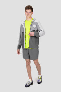 Veste coupe-vent à capuche légère pour homme Color Block Activewear avec néon Zip - Product Image 2