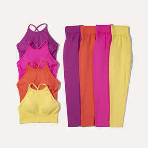 Proveedor al por mayor, superventas, nuevo diseño, conjunto de Yoga de moda para mujer, conjunto de yoga suave y ligero para mujer, conjunto de 2 uds para ropa de gimnasio - Product Image 4