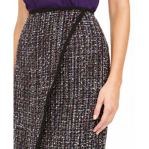 Gonna a tubino Calvin Klein da donna, nera, in tweed con sovrapposizione frontale, taglia 8 Petite, in cotone ed elastan, lunghezza media, vita naturale - Product Image 3