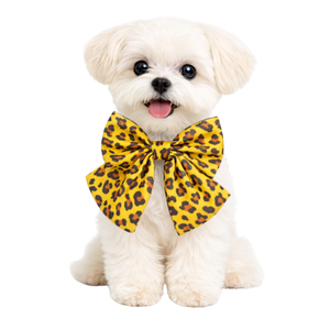 Collar Ajustable para Perro con Estampado de Leopardo y Lazo Marinero, Accesorio Ligero de Tela con Hebilla - Product Image 1