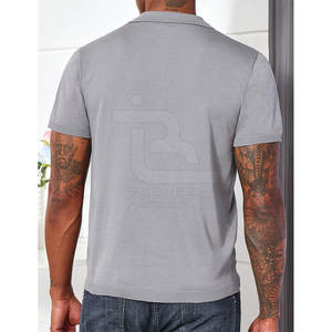 เสื้อโปโลมีซิปแขนสั้นสำหรับผู้ชาย, เสื้อคอตตอน100% เสื้อเจอร์ซี่ลายถักเสื้อตีกอล์ฟลำลองแฟชั่นแบบถักลายพื้น - Product Image 5