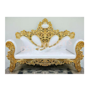 ชุดโซฟาสีทองสุดหรูสำหรับงานแต่งงานชุดโซฟาไม้สำหรับงานแต่งงานเวทีพิธีแต่งงานสไตล์มหาราชา - Product Image 2