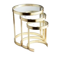 Table d'appoint moderne ronde argentée avec plateau en verre trempé et pieds en acier inoxydable velours Table d'appoint élégante