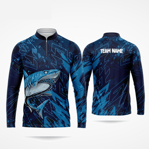 Chemise de pêche à manches longues en jersey respirant, protection UV en polyester, taille plus, sublimation personnalisée - Product Image 4