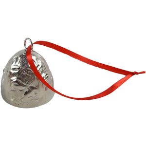 Cloche suspendue d'arbre de Noël de conception fraîche avec la conception de finition plaquée argent Conception complète d'ornement en métal brillant - Product Image 3