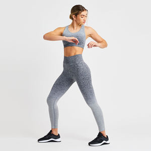 Leggings de yoga taille haute personnalisés en gros pour femmes ensemble de vêtements de sport collants de course en nylon élasthanne à séchage rapide respirant - Product Image 6